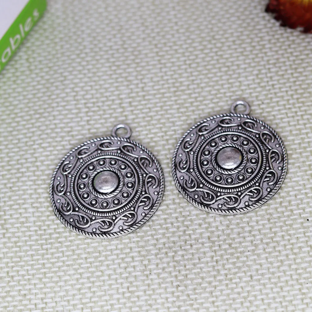 

5pcs Round Motif Charms Flower Piece Pendant DIY Necklace Handmade Earring Aesthetic Accessories Jewelry Making Supplies 47x33mm