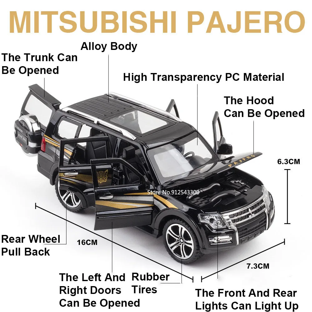 Mitsubishi Pajero Масштаб 1/32 Модель Автомобиля Металлическое Сращивание С Резиновыми