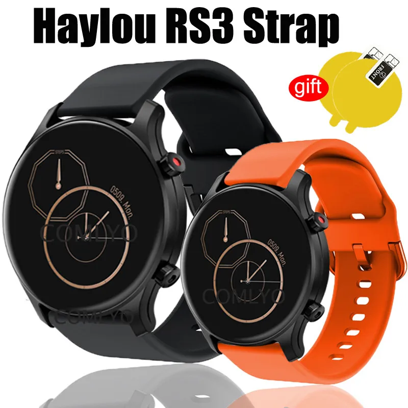 

3in1 silicone wristband for haylou RS3 smart watch band Haylou ls04 strap women men replacement bracelet belt screen protector