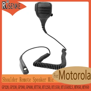 RISENKE Shoulder Remote Speaker Mic for Motorola GP328, GP338, GP380, GP600, HT750, HT1250, HT1550, HT1550XLS, MT850, MT950