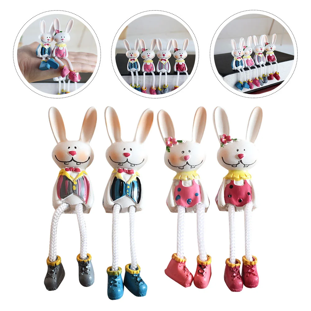 

Bunny Easter Rabbit Figurines Statue Shelf Desktop Resin Decorations Figurine Sitters Legs Decor Supplies Adornment Party