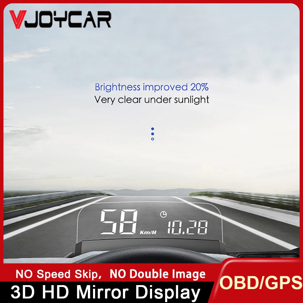 

Vjoycar Mirror HUD Car Head Up Display OBD2 Gauge Digital Speed Projector Auto HUD Overspeed Warning KMH MPH GPS Speedometer