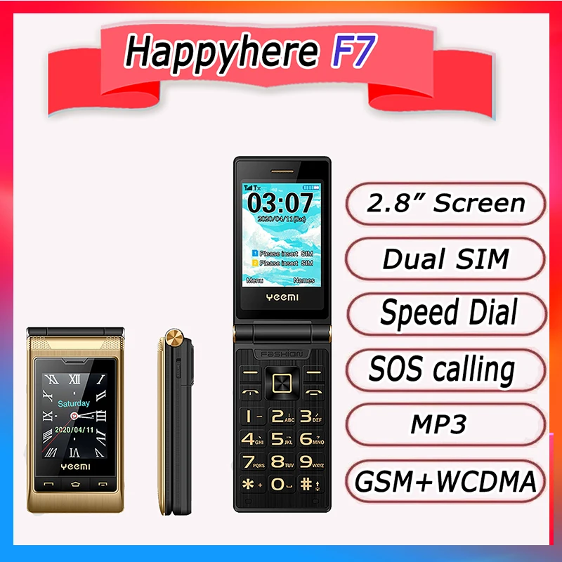 3G WCDMA  3.0" Dual Screen Flip Two SIM Speed Dial Calling Record FM Cheap China Mobile Phone Russian Keyboard Button