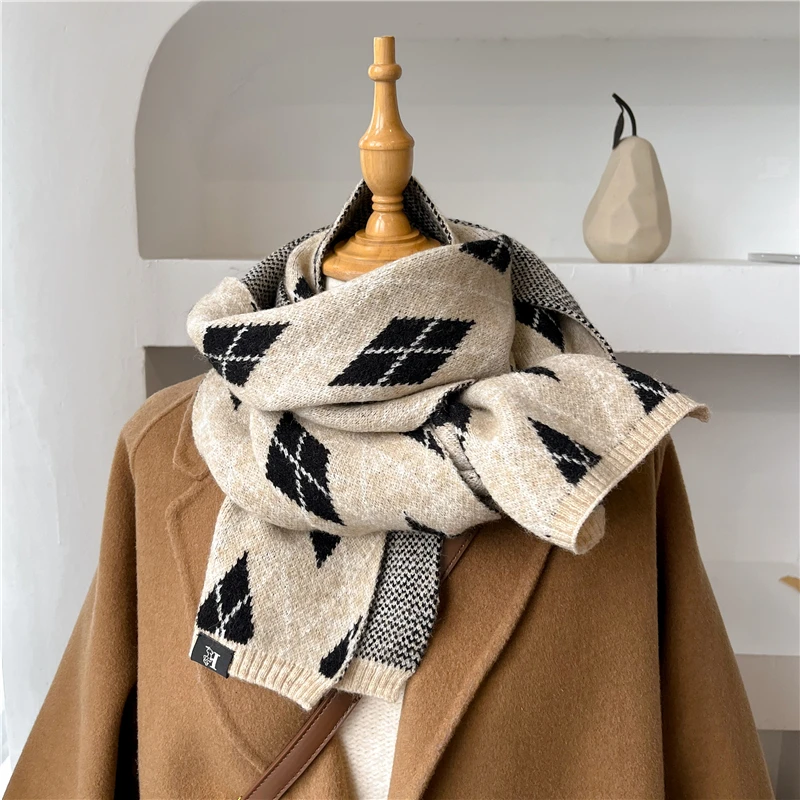 

Knitted Soft Neckerchief for Women Fashion Skinny Long Woolen Yarn Scarf Bufanda Winter Warm Foulard Scarves Shawl and Wraps