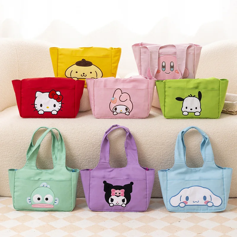 

Kawaii Sanrio Bento Bag Hellokittys Cinnamoroll Mymelody Kuromi Pochacco Cartoon Anime Storage Box Large Capacity Tote Bag Gift