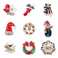yw gairu cute new fashion christmas red elk santa claus brooch metal enamel pines sleigh pin accessories fine jewelry for women