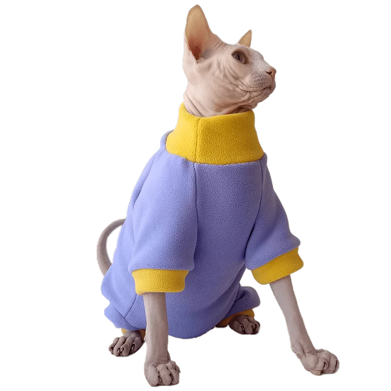 

Double-sided Wearable Winter Thick Four-leg Hairless Cat Clothes Pet Jumper Sphinx Devon Rex Clothes Stretchy Sphynx Cat Outfits