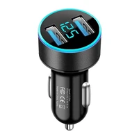car charger for cigarette lighter smart phone usb adapter mobile phone charger dual usb digital display voltmeter fast charging