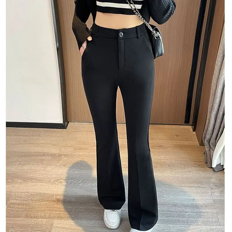 

Women 2023 New Spring Autumn Korean Chic Fashion Casual Flare Pant Fashion Vintage High Waist Female Long Trousers Tops C69