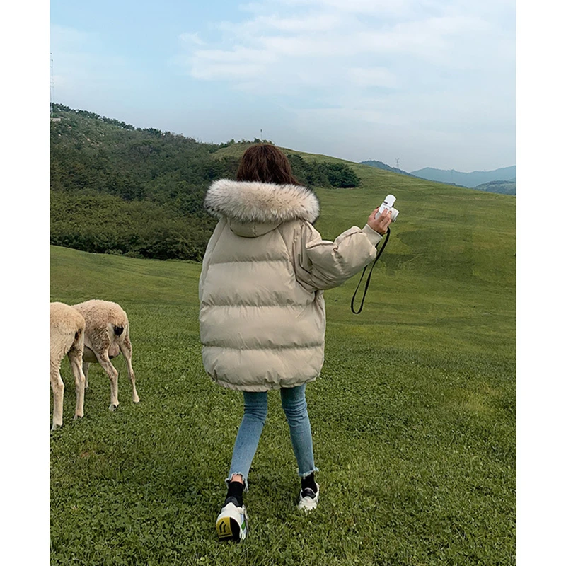 2022 Winter New Down Cotton Coats Women Hooded Thick Warm Loose Casual Solid Korean Padded Jacket Famale Clothing Parkas Tops