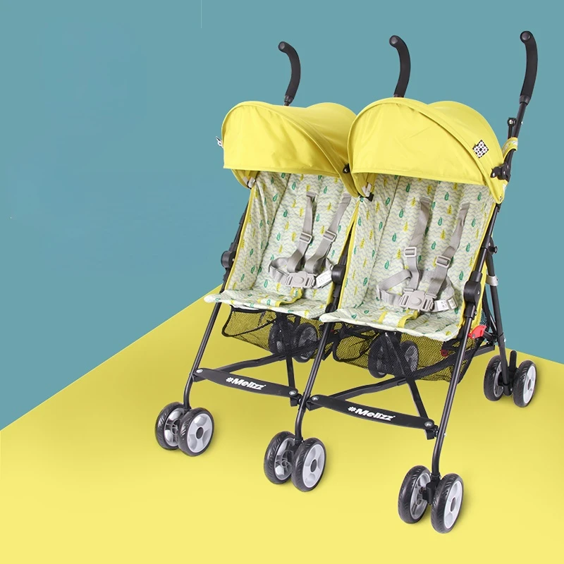 

Детская коляска Twins, сидящая, лежащая, двойная коляска, портативная складная, впитывающая удар эргономичная, большая, навес, детский автомобиль