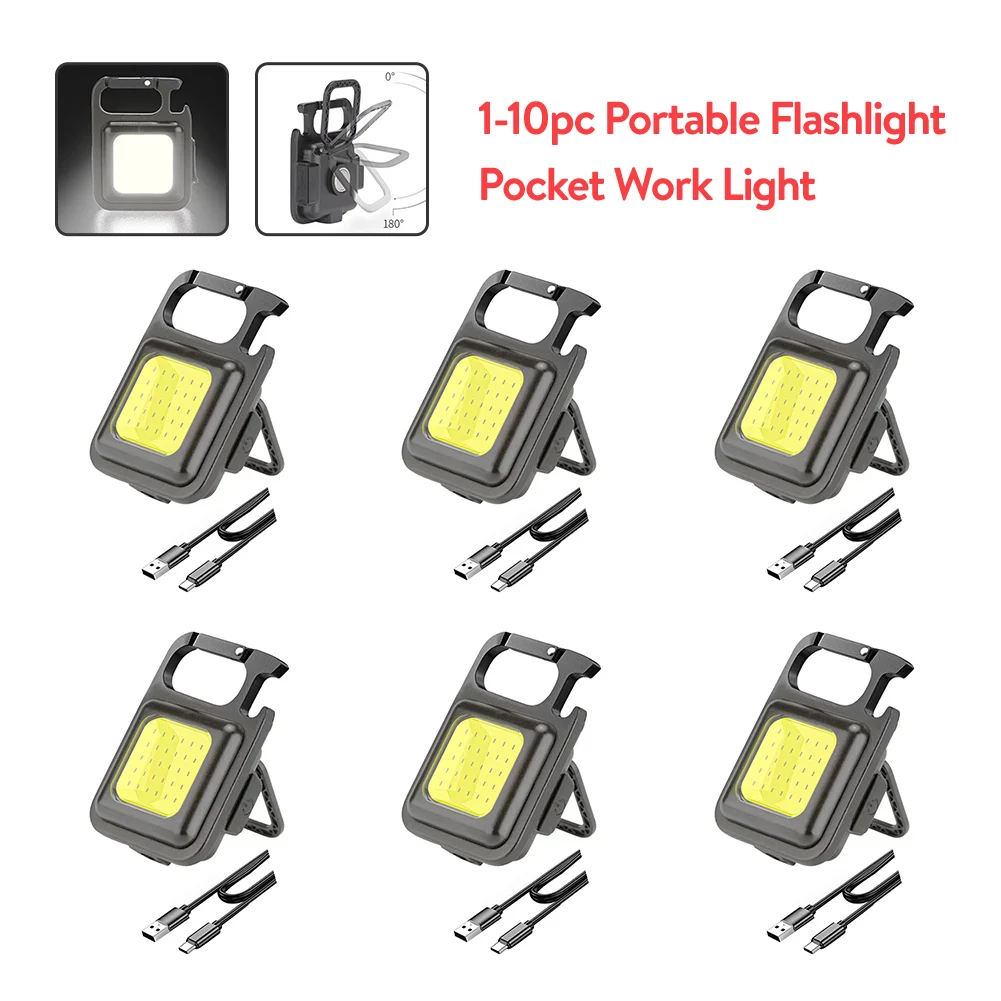 

Mini LED Flashlight Portable USB Rechargeable Work Light 800 Lumens Bright Keychain Light Small Pocket Flashlights For Outdoor