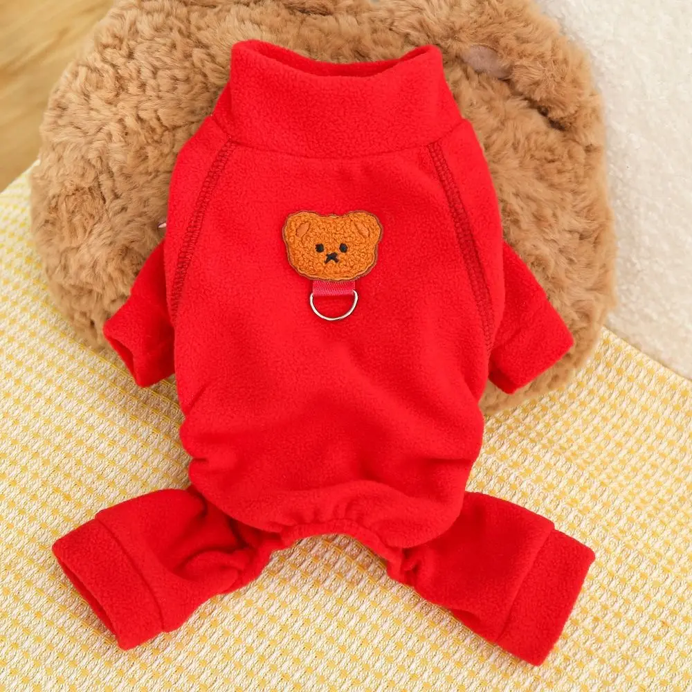 Плюшевый комбинезон для собак с рисунком медведя утолщенное теплое базовое