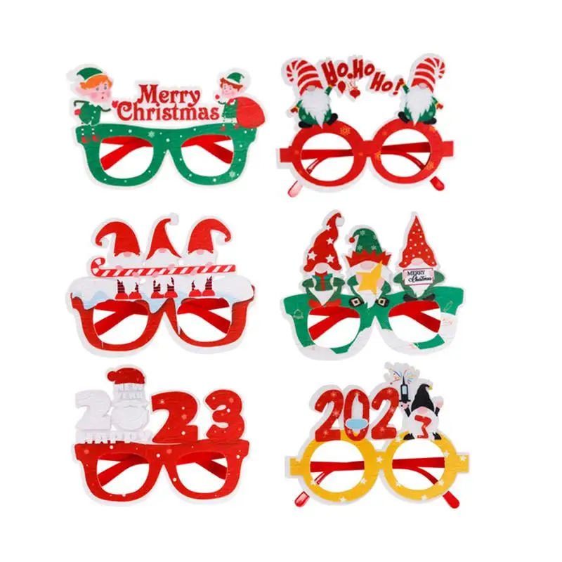 

6pcs Christmas Felt Glasses Party Decorative Glasses Photo Prop Xmas Party Favors Gift Kids Toy