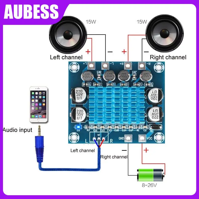 

Dc8-26v Dc Audio Power Amplifier Board 30w30w Easy To Link Digital Audio Power Amplifier Board Dual Channel 3a Tpa3110 Xh-a232