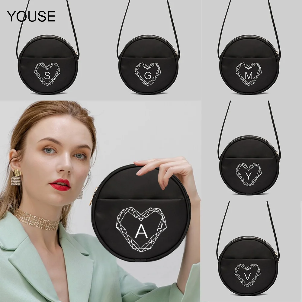 

Женская круглая Холщовая Сумка YOUSE, сумка на ремешке, с принтом алмазных букв, простая, новая серия 2022