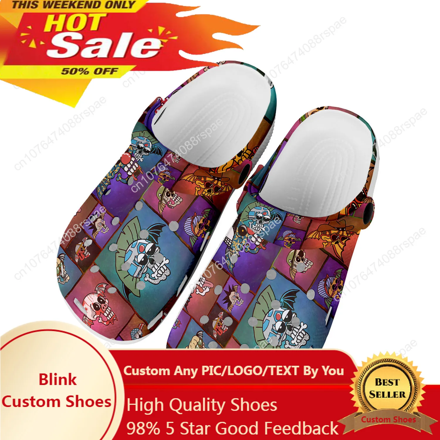

Avenged Sevenfold A7X Home Clogs Custom Water Shoes Mens Womens Teenager Shoe Garden Clog Breathable Beach Hole Slippers White