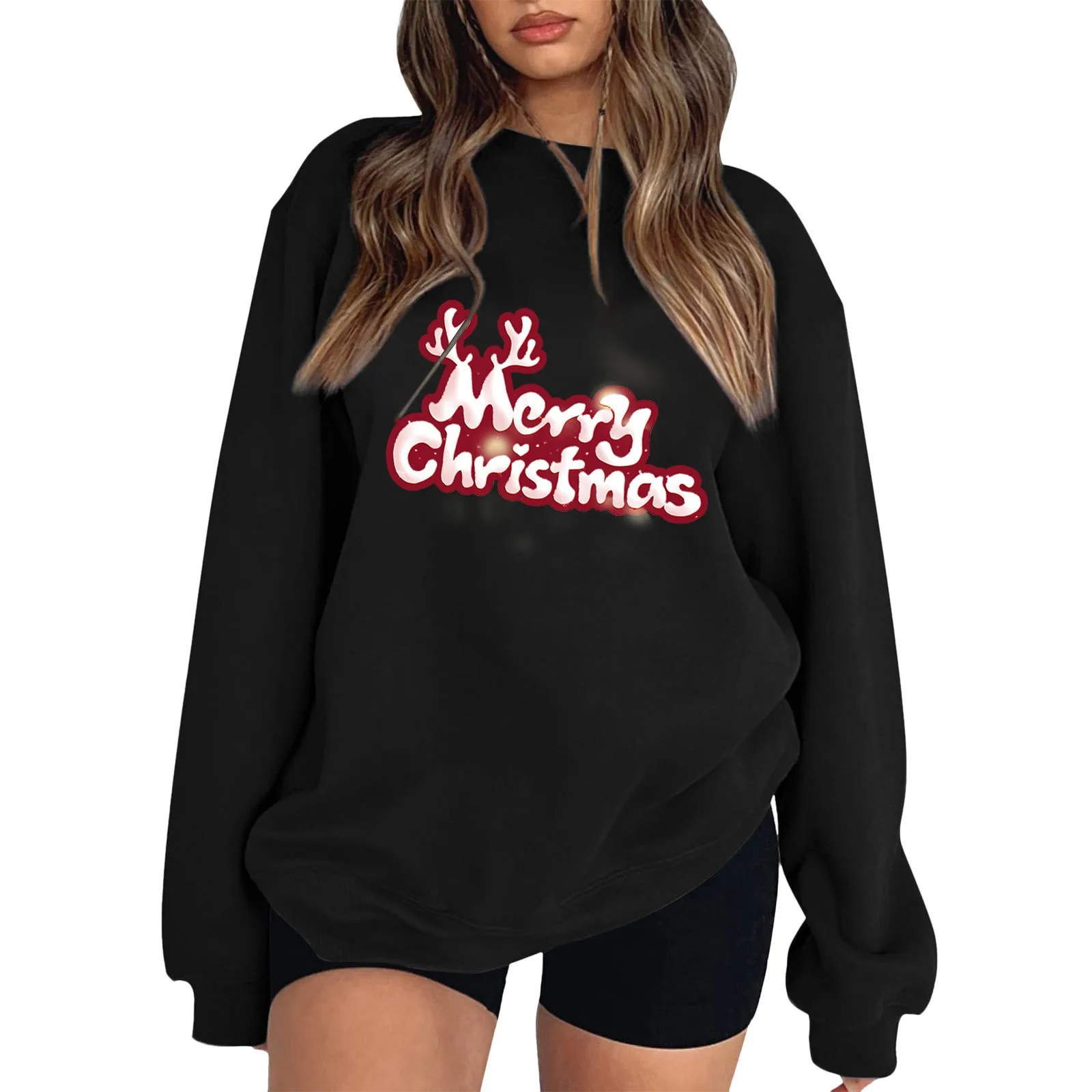 

Женская свободная толстовка комфортные толстовки с рождественским принтом, толстовка с капюшоном и плечом, Женская толстовка для отдыха