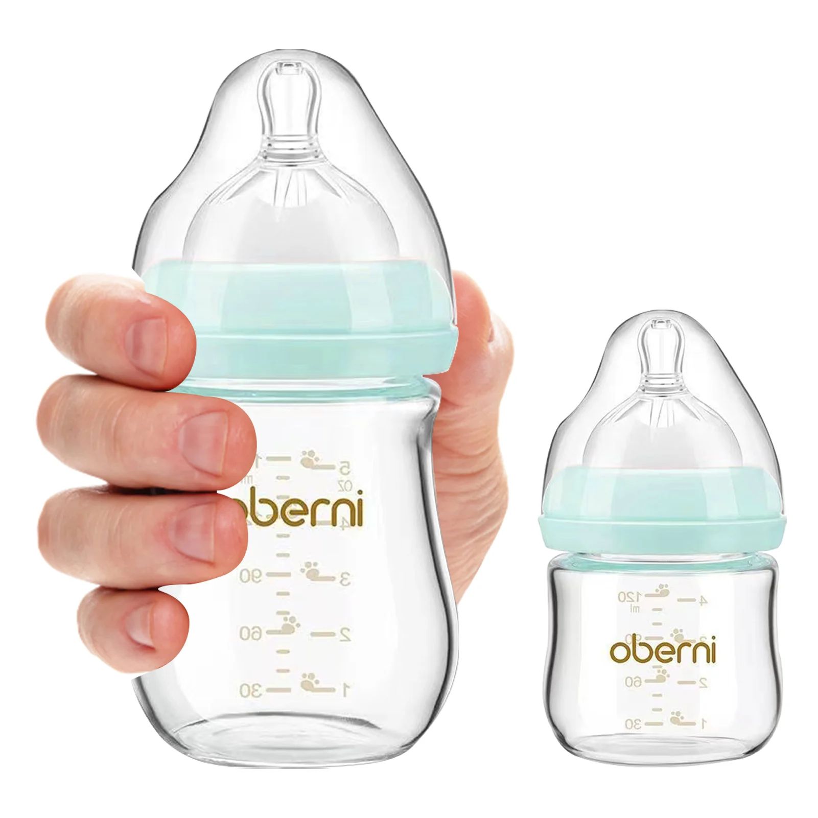 

Oberni Natural Feel Baby Bottle Closer To Nature Baby Bottles Slow Flow Breast-Like Nipple With Anti-Colic Valve Blue/Green/Pink