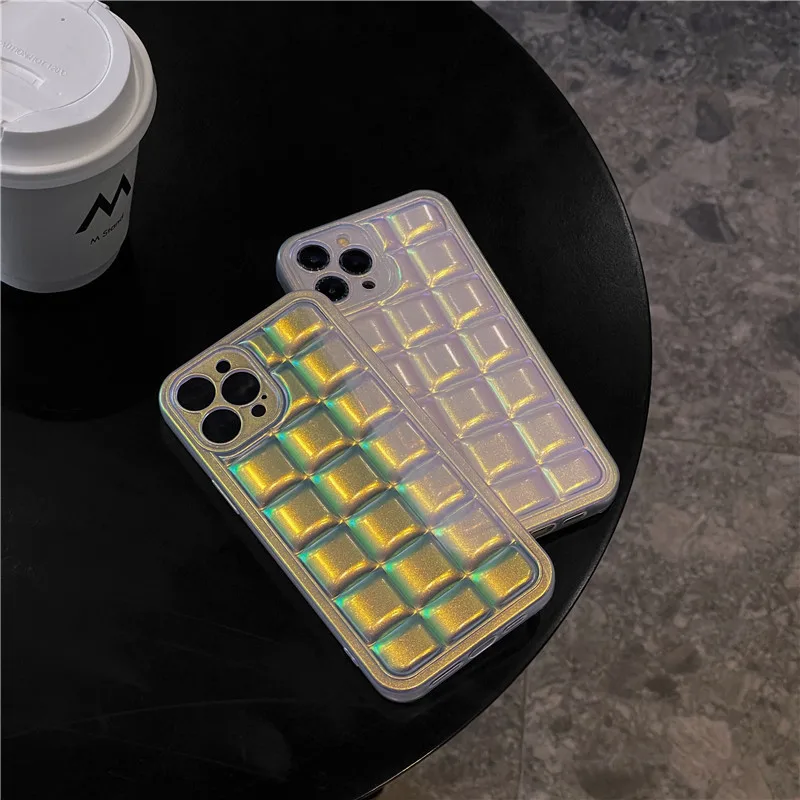 

Creative Laser Cubes Glossy Phone Case Cover for IPhone 11 12 13 Pro X XR XS Max Shockproof Cases for IPhone 13 Case