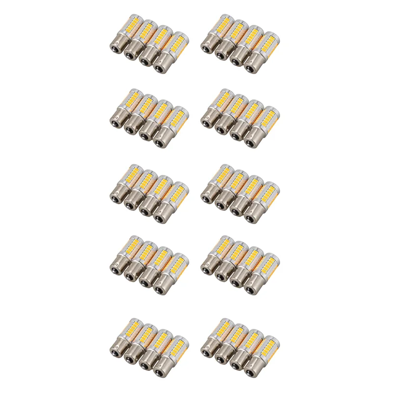 

40 шт., Автомобильные светодиодные лампы 1156PY BAU15S PY21W 33SMD