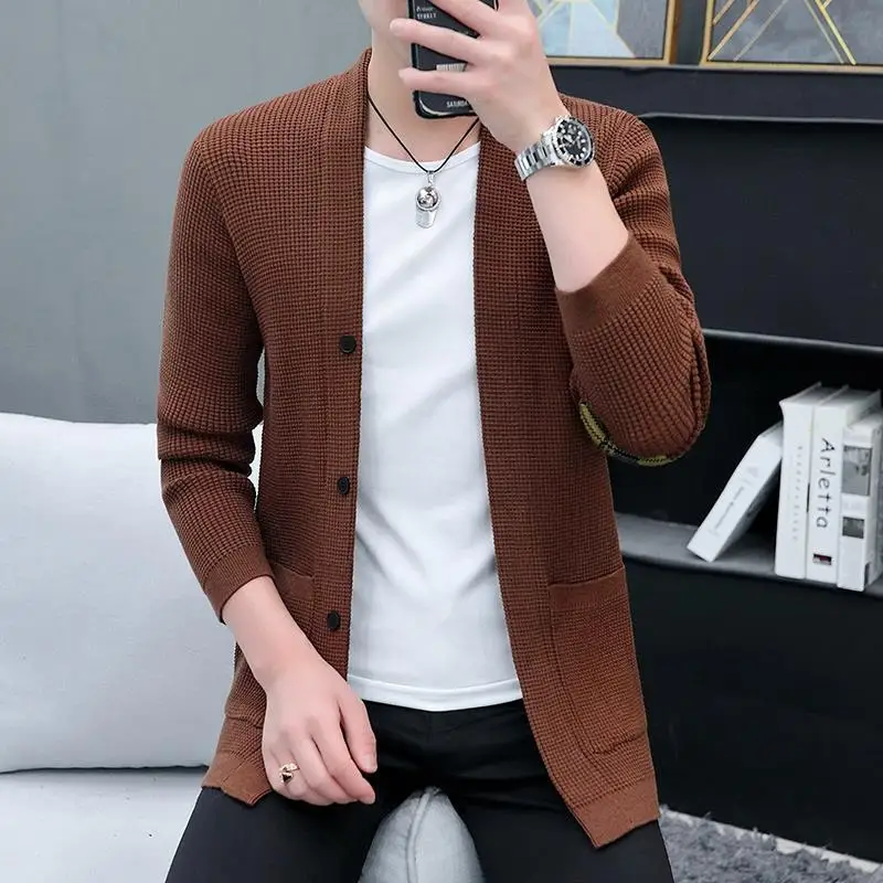 

2023 Men's Autumn and Winter New Cardigan Sweater Youth Casual Slim Fit Sweater