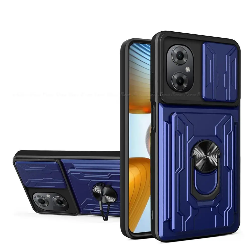 

Shockproof Phone Case For Xiaomi Poco M2 M3 F4 M4 F3 M5 M5s GT Pro Armor Bumper Push Window Magnetic Holder Back Cover