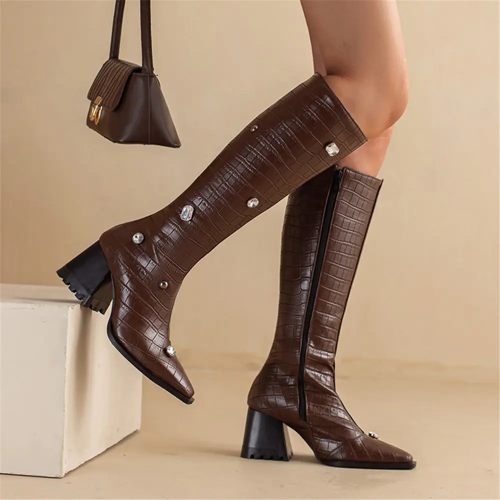 

Женские сапоги на массивном каблуке, черные, белые, розовые сапоги до колена, обувь, отличное качество, 2023