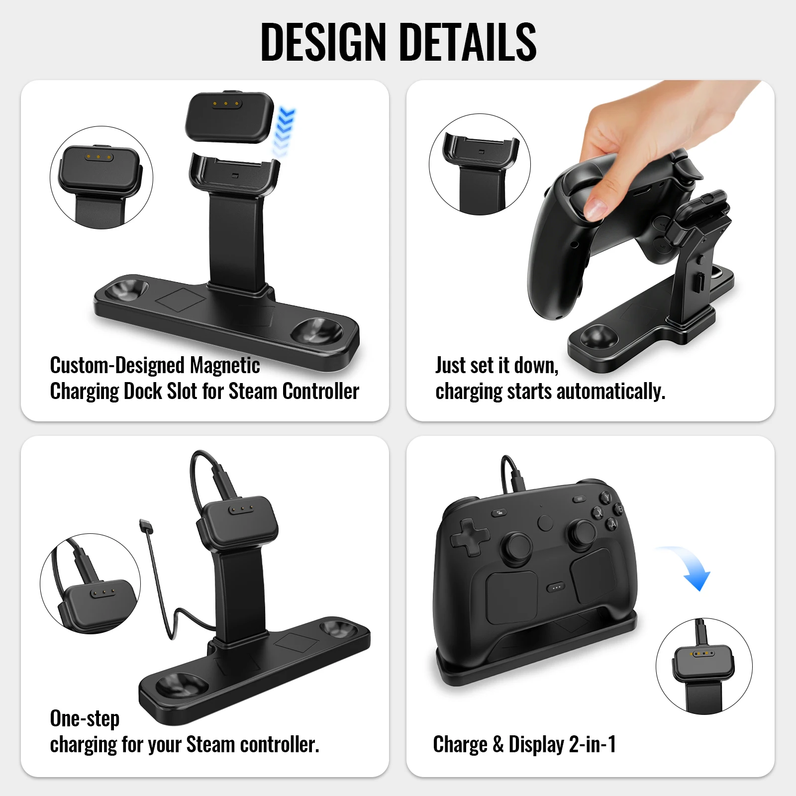 Подставка для зарядки Steam Controller 2 с магнитным креплением PUCK, наклонная, с защитой от опрокидывания, треугольная, устойчивая, настольный органайзер, прочная. (art.: 3920dba85c8ae) - 3920dba85c8ae