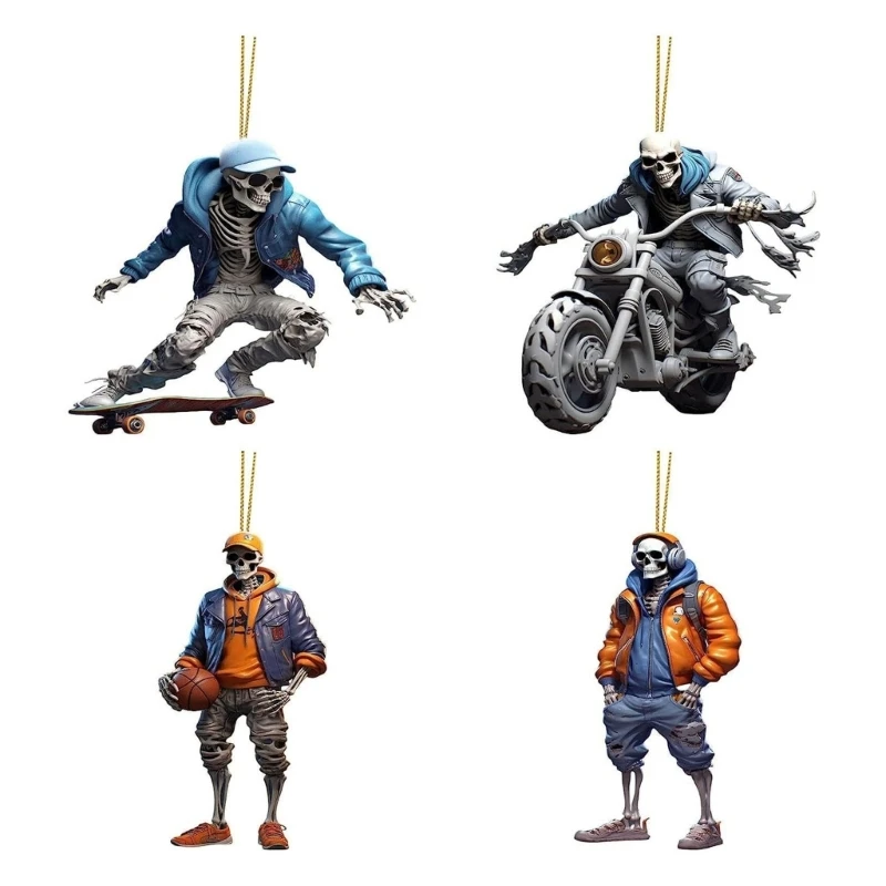 Акриловая статуя черепа Хэллоуин фигурка скелета автомобильный орнамент