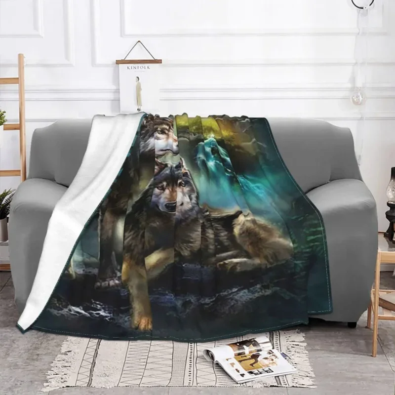 

Wolf Blanket Fleece Spring/Autumn Multi-Function Lightweight Throw Blankets For Bedding Couch Bedspread