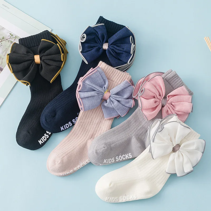 

Newborn Baby Girls Socks New Kids Socks Toddler Girls Big Bow Knee High Long Soft Cotton Lace Baby Socks Children Princess Socks