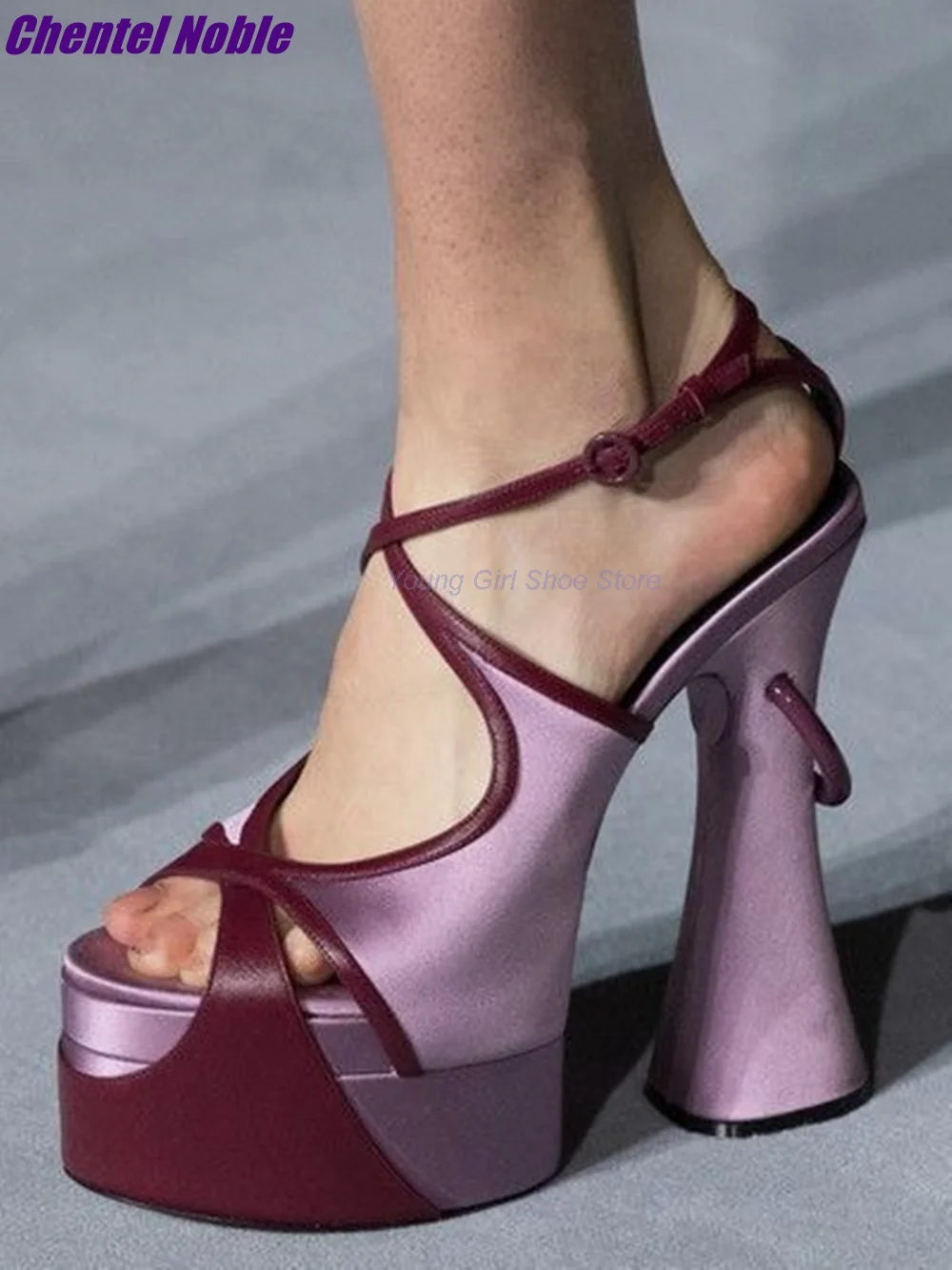 Босоножки женские асимметричные босоножки на платформе винные туфли с круглым