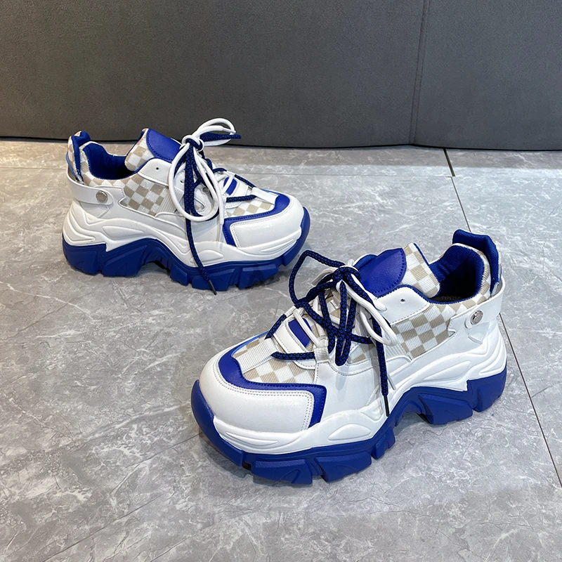 

Женская спортивная обувь, новинка весны 2022, модная кожаная Спортивная повседневная обувь на толстой подошве, женская обувь