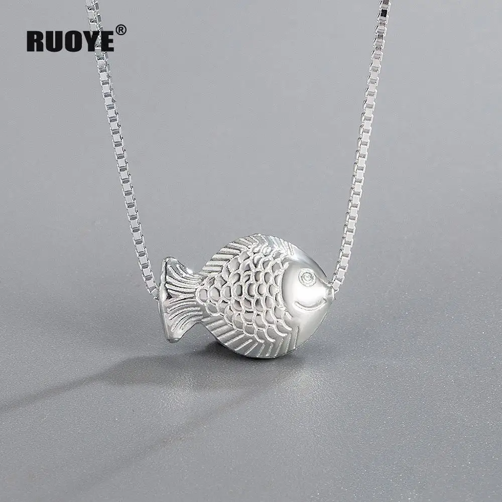 

100% Серебро 925 пробы, новая мода, женское ожерелье с рыбкой, кулон, Настоящее серебро, ювелирное изделие, классика