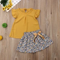 yellow tank top floral print skirt cute toddler baby girls clothes sets summer kids fly sleeve 2pcs outfits summer clothing 1 5y