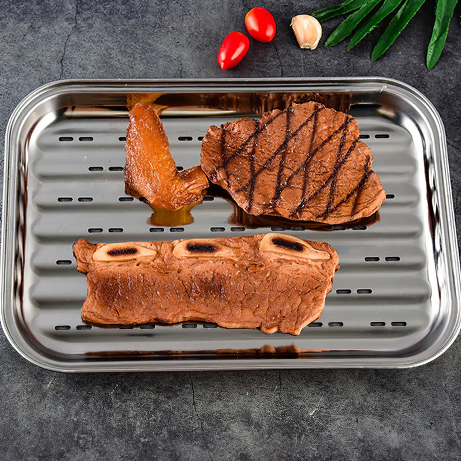 

Perforated Non-Stick Barbecue Tray Barbecue Plate Fish Grilling Pan Rectangular Stainless Steel Barbecue Pan BBQ Fish Perforated