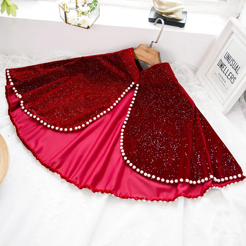 

Женская осенне-зимняя утепленная винтажная бархатная шаль винного цвета с жемчугом и бусинами, женская зимняя теплая шаль, накидка R849