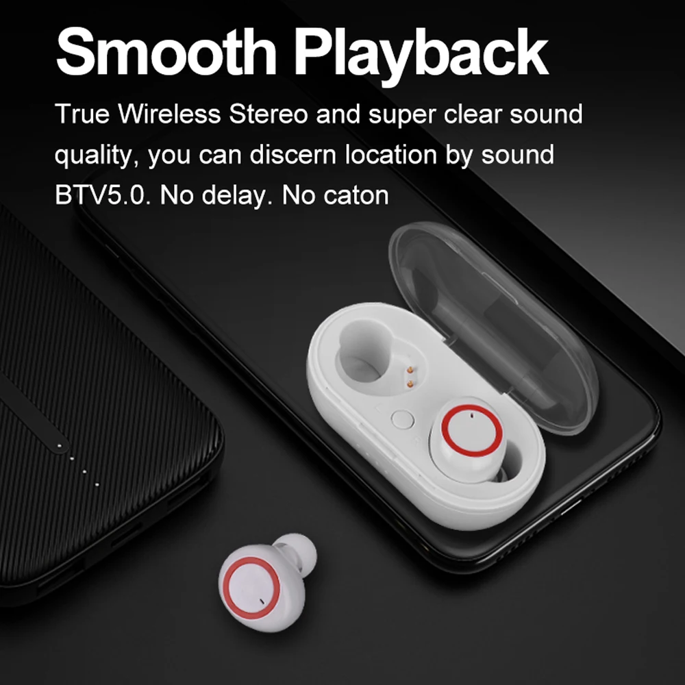 

TWS Bluetooth Earphones Wireless Headphones With Microphon 450mAh Charging Box HIFI Stereo Sports Y50 Waterproof Earbuds Headset