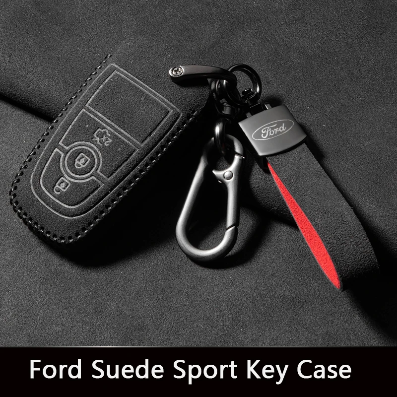 

Sport Suede Leather Car Remote Key Case Cover For Ford Fiesta Focus Badge Mondeo Ecosport Kuga Galaxy Escape C-Max S-Max Car