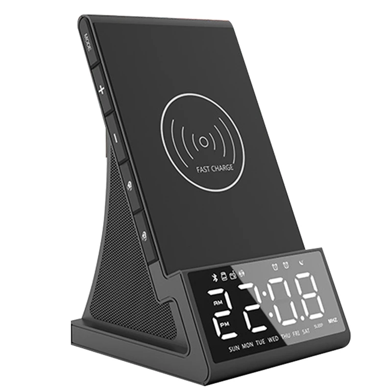 

Alarm Clock with Bluetooth Speaker&Wireless Charger,LED Smart Digital Clock,Electronic Desktop Clocks,EU Plug