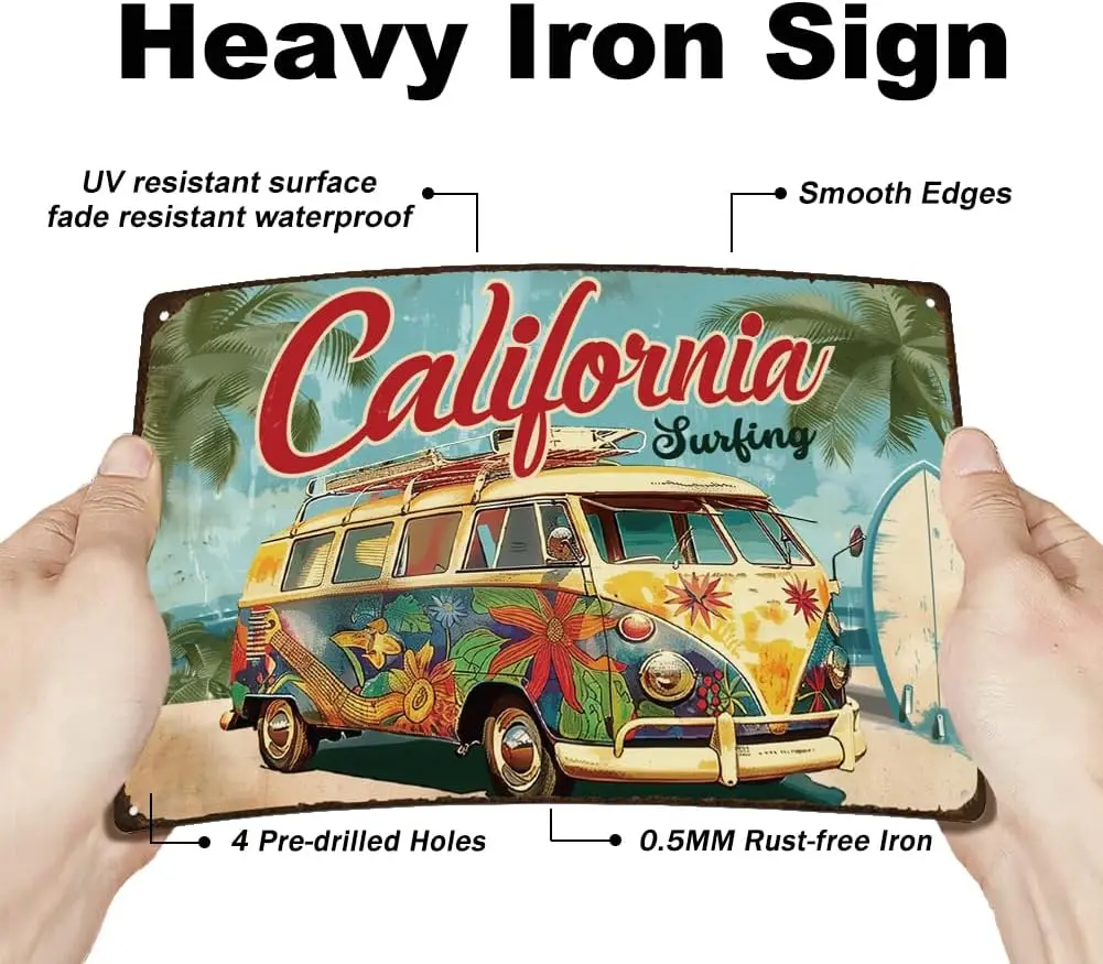 SUPNT Bus Tn Sgns Hngng Metl Плакаты Vntge Clforn Posters ron Wll rt Home Decorton для Brs Cfe Pubs