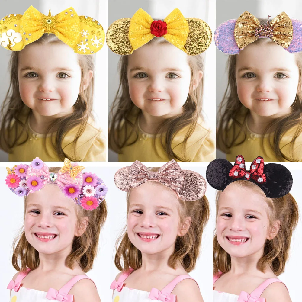 

Cute Donut Princess Mouse Ears Headband Women Girl Christmas Hair Accessories Sequins Hair Bows Festival Party Hairband Mujer