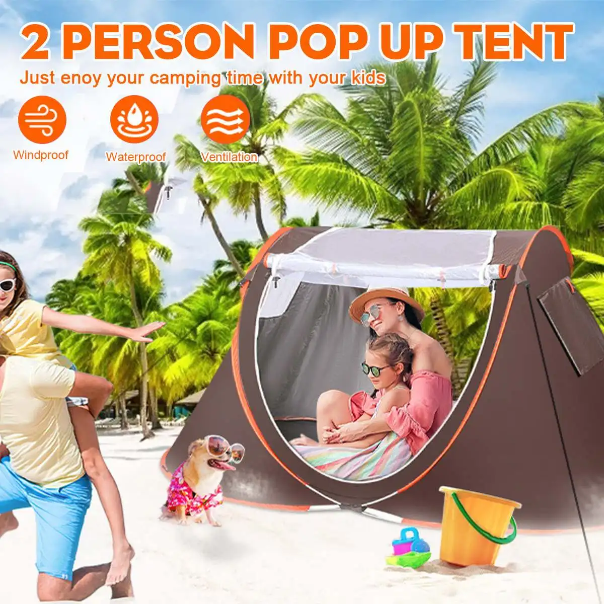 

Automatic Double Deck Tent 2-3 People Camping Tent Beach Tent Portable Backpack Tent Suitable For Travelling Hiking