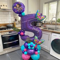 new disney encanto mirabel party balloons set 40inch purple number foil balloons for kids 1 2 3th birthday decoration air globos