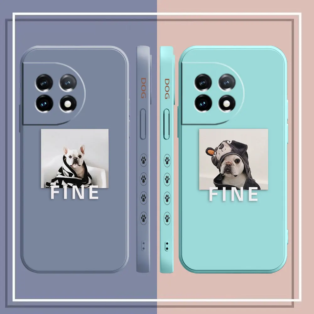 Phone Case For Oneplus 11 10 9 9R 9RT 8 8T 7 7T 5 5T 6 ACE 2V NORD Pro Liquid Case Cover Funda Cqoue Shell Capa FIND Lovely Dog