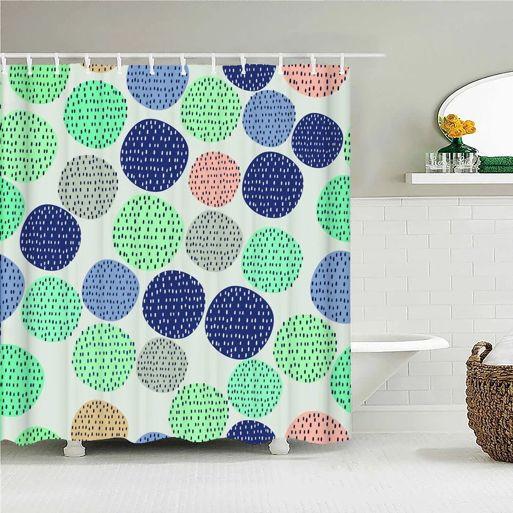 Водонепроницаемая шторка для душа современная полиэстер 180x180 см 12 крючков