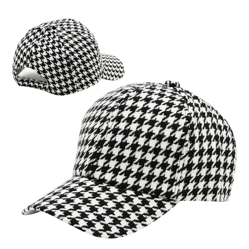 

2021 Women's Summer Hat Baseball Cap Houndstooth Lattice Cotton Cap Female Sport for Gorros Sun Hat Snapback Popular Retro