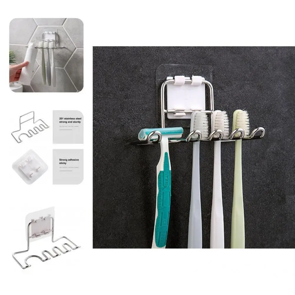 

Useful Toothbrush Holder Traceless Wide Application Toothbrush Organizer for Bathroom Toothbrush Shelf