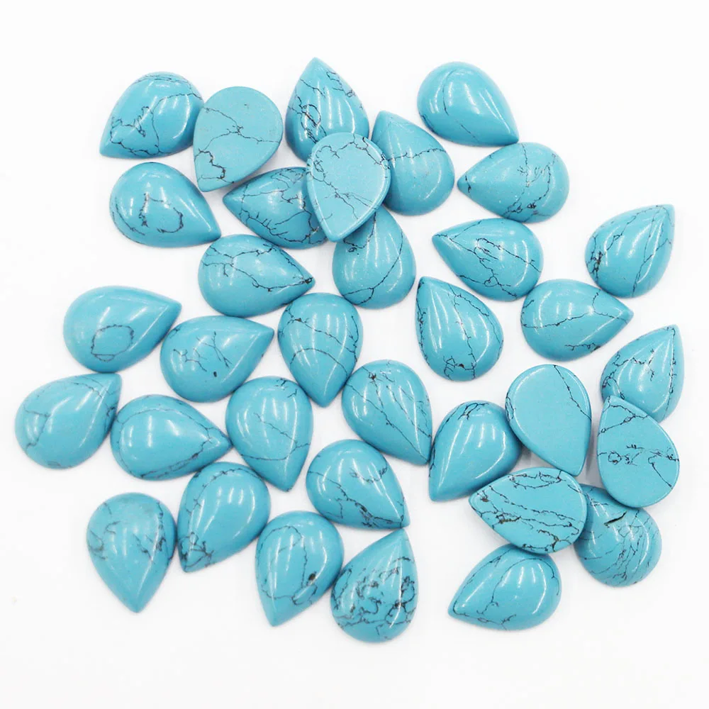 

Selling Natural Turquoise Stones Water Drop Ornament High Quality Charm Cabochon Bead Jewelry Accessories Making Wholesale 25Pcs